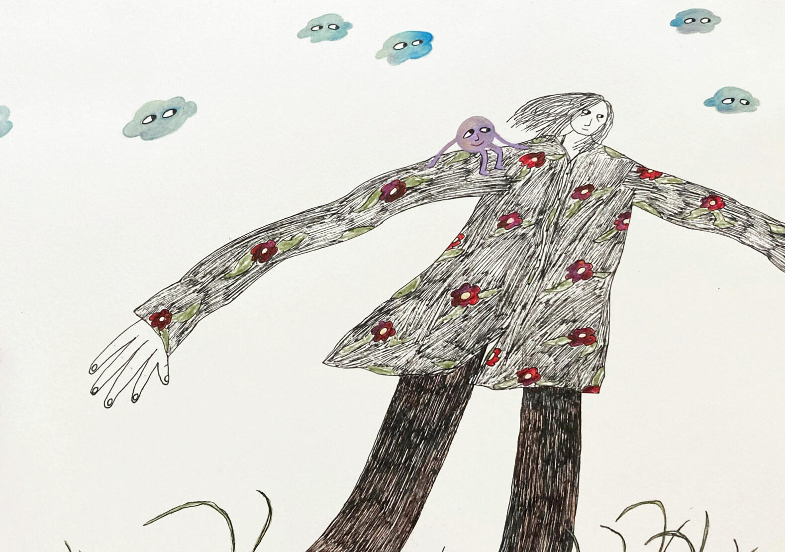 Untitled 11 x 8 inches (approx.) | Pen and paint on paper | 2024 Sold